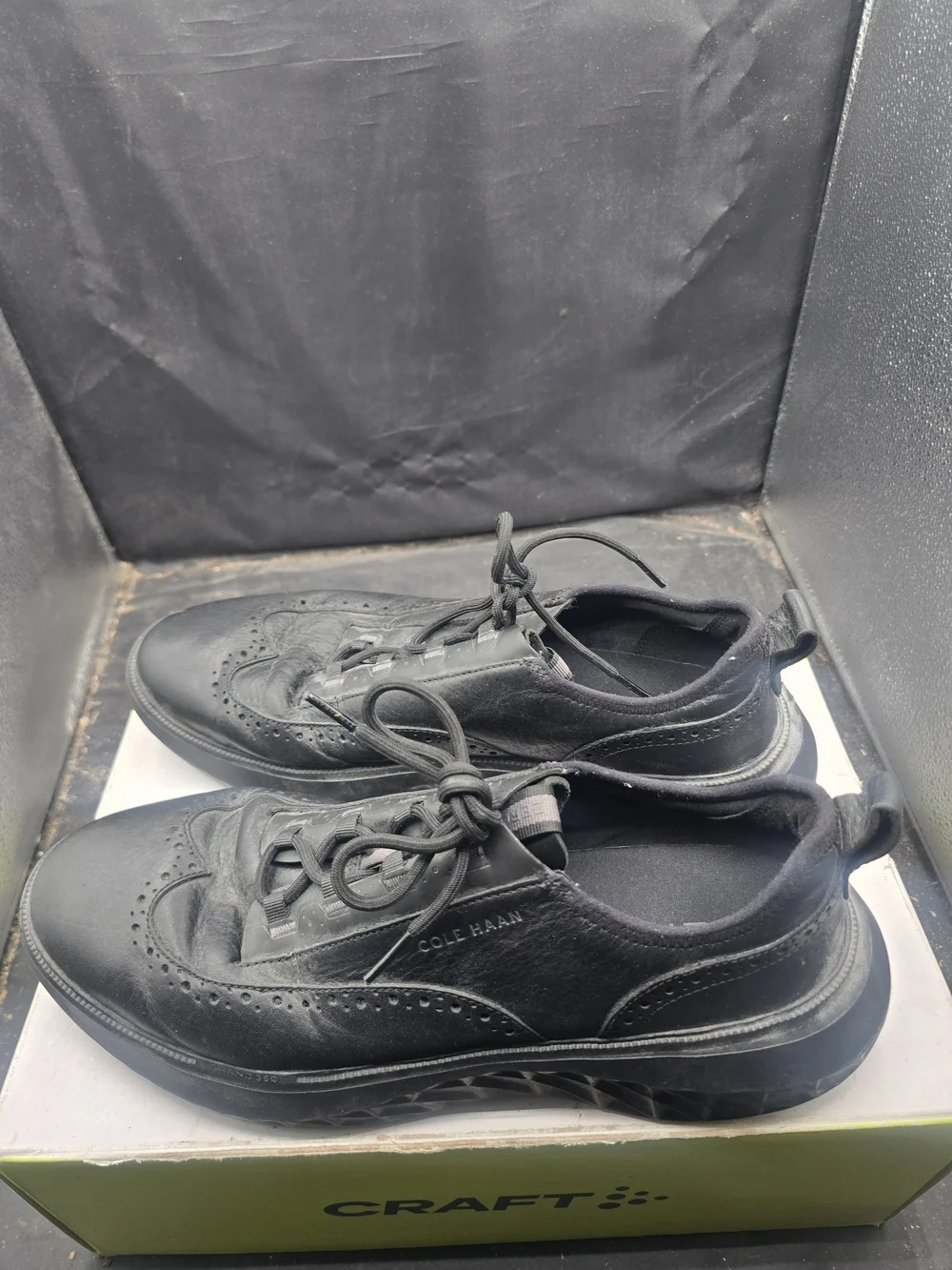 Cole Haan Black Leather Wingtip Oxfords